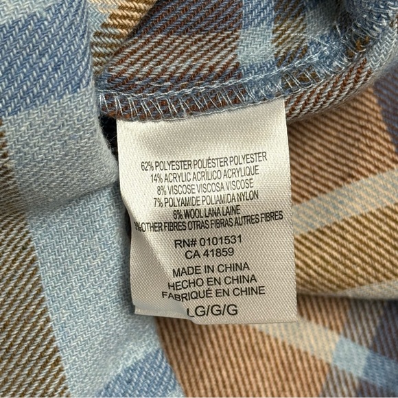 Ford Bronco Flannel Shirt Womens L Blue Plaid Button Up Shacket Official Retro - Picture 5 of 5